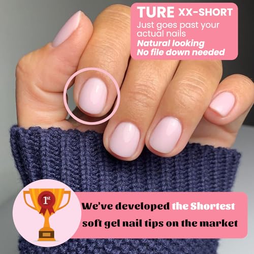 Extra Extra Short Round Gel Nail Tips, SINOKAME Extra Short Press on Fake Nails Clear Round, Full Matte No File Small Petite Child Size Nails for Nail Extension,600 Pcs 13 Sizes with Refills 4&5