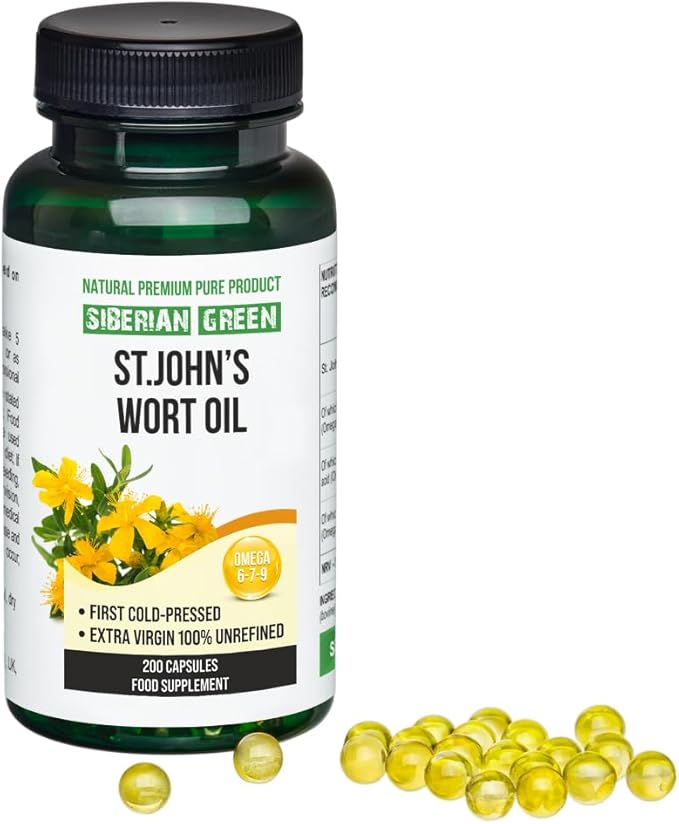 St.John's Wort Oil Capsules 200 Softgels Wild Harvested Siberia Altai Cold Pressed Unrefined