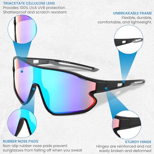 Yogo Vision Kids Sports Sunglasses Youth Lightweight Baseball Sun Glasses UV400 Protection Sport Frame Shades for Boys Girls