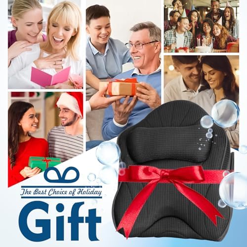 Full Body Bath Pillow for Tub-Extra Thick Bathtub Pillow with Head & Neck Support, Luxury Tub Pillow for Comfort, Non-Slip Bath Cushion for Women, Men & Seniors, Bathroom Accessories