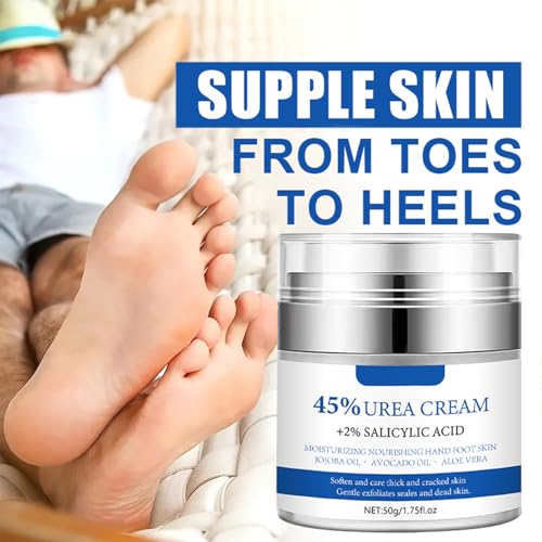 Urea Cream 45% Plus 2% Salicylic Acid, Callus Remover Foot Moisturizer Hand Foot Cream For Dry Cracked Feet from Toes to Heels Elbows Knees Softens Skin Exfoliates Dead Skin Smoothing Skin