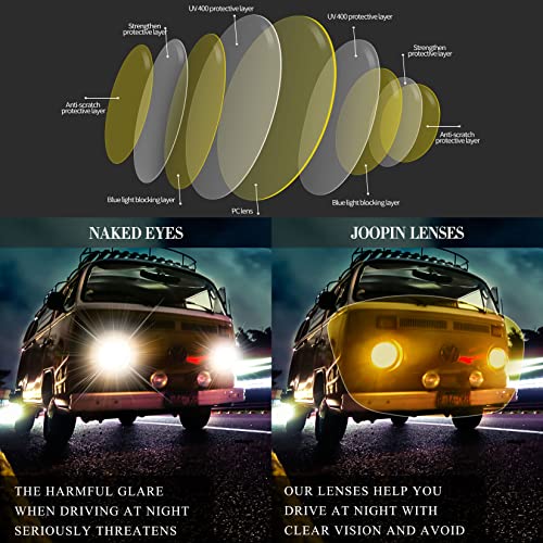 Joopin Night Vision Glasses Men Women, Sports Night Driving Glasses Sunglasses Anti Glare UV Protection (Black Yellow)