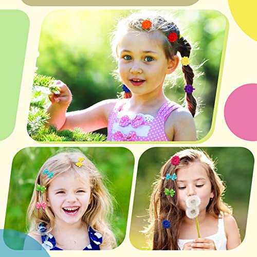 Giegxin 60 Pcs Self Hinge Hair Barrettes Ball Bubble Hair Accessories for Girls Set Plastic Girls Barrettes Clips Assorted Elastic Ponytail Holder Toddler Ball Ties(ovely Style)