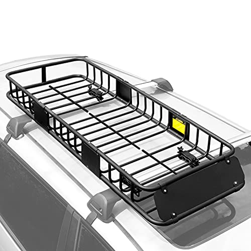 XCAR 64"x22" Car Skinny Roof Rack Cargo Carrier Rooftop Basket Luggage for Traveling Black