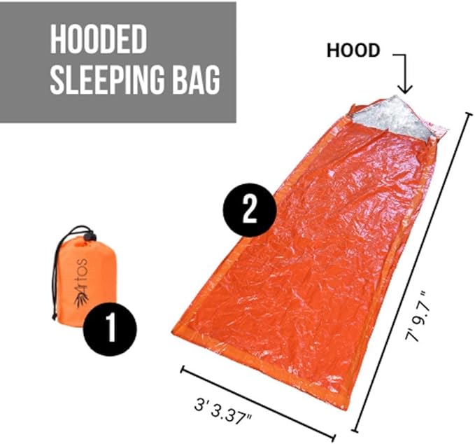 Artos Hooded Emergency Bivy Sack Survival Sleeping Bag| Thermal Blanket | Waterproof Breathable| for Camping, Hiking and Any Outdoor Activities.