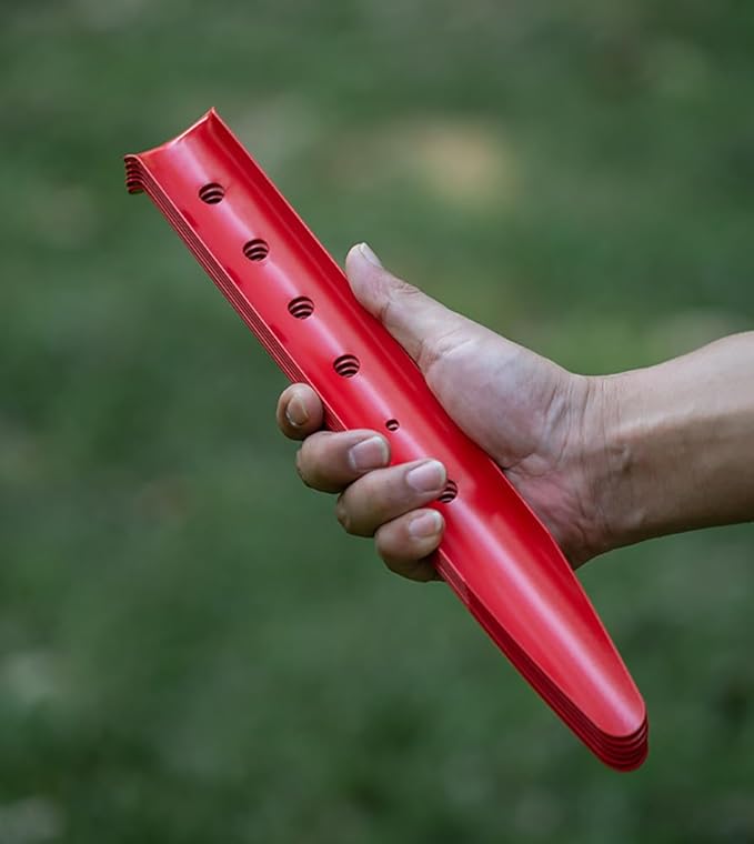 Aluminum Tent Stakes for Camping in Snow & Sand 10PCS Beach Canopy Tent Stakes U-Shaped Tent Pegs Lightweight Ground Nails for Beach Shade Canopy Hiking Backpacking Boating Picnic (Red)
