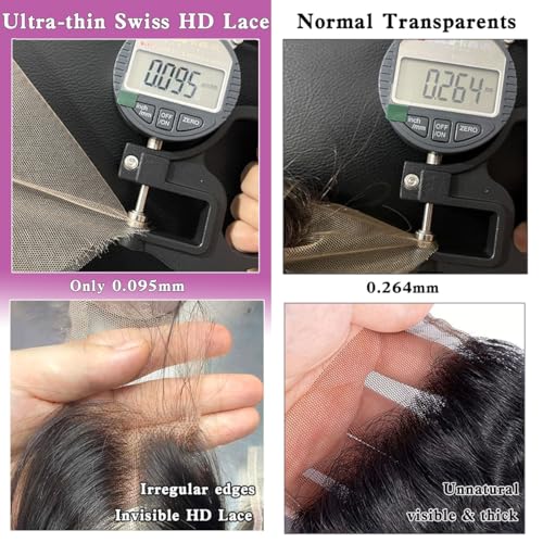2x6 Skinlike Real HD Lace Closure Deep Parting Straight Human Hair, 0.095mm Ultra-thin HD Lace, Tiny Knots, Brazilian Virgin Hair Closure, Pre-plucked with Natural Hairline, 12inch
