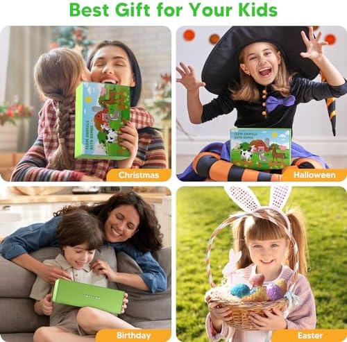 Kids Bath Bombs with Surprise Inside for Girls Boys Toddlers, 12 Pack Organic Bath Bombs for Kids with Farm Animals Toys Inside, Safe Handmade Bubble Bath Fizzy Dino Bath Bomb Easter Birthday Gift