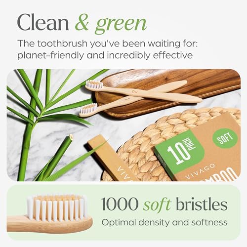 Bamboo Toothbrushes Bulk Soft Bristles (50 Pack) - Eco-Friendly, Natural Wooden Toothbrush