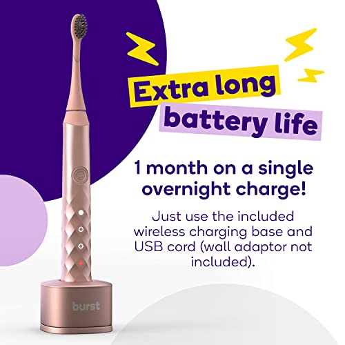 Burst Original Sonic Electric Toothbrush for Adults (Rose Gold) | Soft Bristle Clean Deep, Stain & Plaque Removal | 3 Modes: Teeth Whitening, Sensitive & Massage