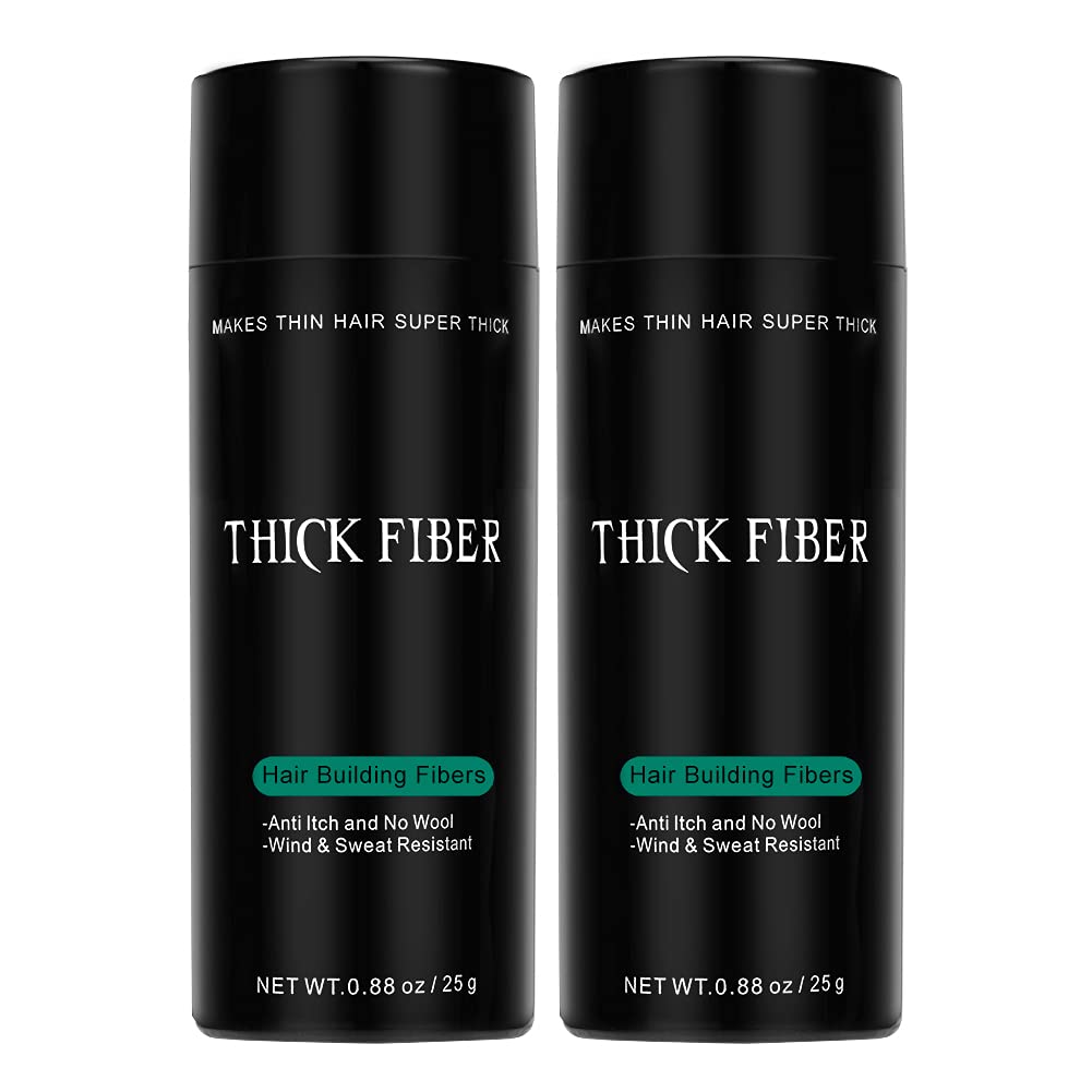 THICK FIBER Hair Fibers for Thinning Hair & Bald spots (MEDIUM BLONDE, Pack of 2) - 25g Bottle - Conceals Hair Loss in Seconds - Hair Powder For Women & Men