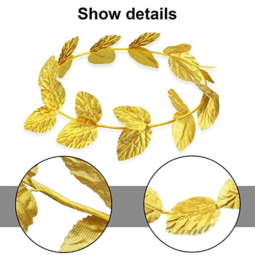 12 Pcs Gold Laurel Crown Gold Leaf Greek Goddess Costume Headpiece for Women Toga Party Decoration Accessories