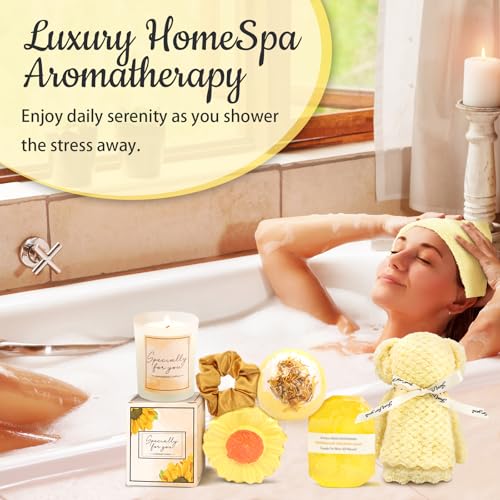 Birthday Gifts for Women, Sunflower Self-Care Package, Sending Sunshine Get Well Gifts for Women, Her, Sister, Mom, Best Friends, Unique Relaxation Spa Basket Perfect for Valentine's Mother's Day