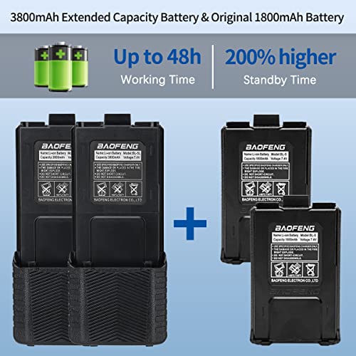 Baofeng UV-5R Ham Radio Long Range UV5R Handheld Dual Band 3800mAh High Power Two Way Radio Rechargeable Walkie Talkies for Adults with Earpiece,USB Charging Cable and Programming Cable Full Kit,2Pack