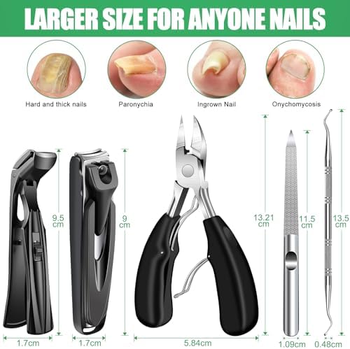 Toenail Clippers for Seniors Thick Nails - Angled Head Large Toe Nail Clippers for Men, Heavy Duty Ingrown Toenail Clippers for Thick Toenails with Wide Jaw, Sharp Nail Cutter with Catcher Long Handle