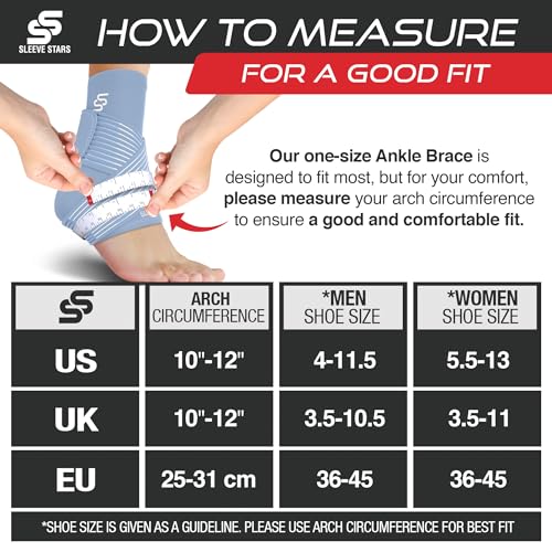 Sleeve Stars Ankle Support for Ligament Damage & Sprained Ankle, Plantar Fasciitis Support & Achilles Tendonitis Pain Relief, Ankle Brace for Women & Men w/Compression Ankle Strap (Single/Light Blue)