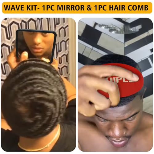 Wave Pomade for Men - Strong Hold, Easy Wash, Promotes Layered Waves, Moisture, Silky Shine, Hair Cream, Grease, Brush, Durag, Cap Set (Red)