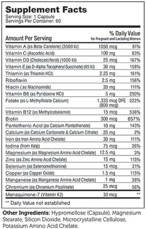Zahler - Total One Prenatal Vitamins for Women (60 Count) Daily Multi Vitamin Prenatals with Folic Acid, Iron, Zinc & 19 Other Essential Vitamins & Minerals - Kosher Pre Natal Multivitamin Capsules