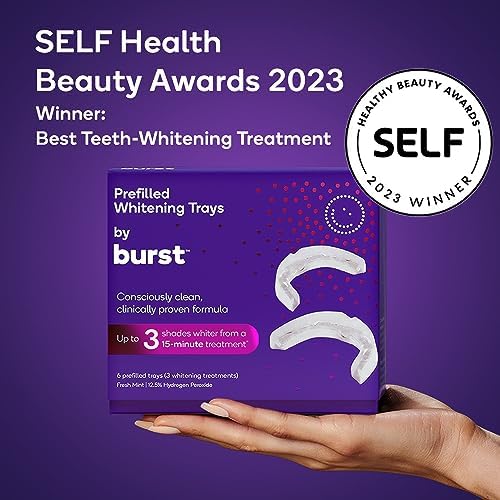 BURST Sensitive Teeth Friendly Whitening Kit | 3 Treatments with 12.5% Hydrogen Peroxide | Up to 3 Shades Whiter After First Use | Prefilled Gel Trays