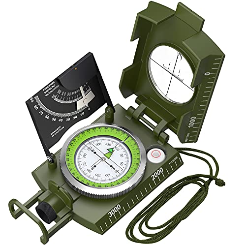 Proster IP65 Hiking Compass Waterproof Compass - Metal Compass Camping Compass with Sighting Clinometer with Carry Bag for Camping Hunting Hiking Geology Activities