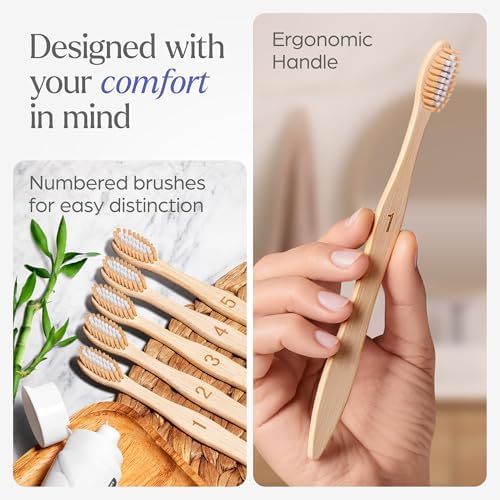 Bamboo Toothbrushes Medium Bristles 30 Pack - BPA Free Medium Bristles Toothbrushes for Adults - Eco-Friendly, Natural Wooden Toothbrush
