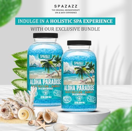 Spazazz Destinations - Hawaii - Aloha Paradise - Natural Spa & Bath Salt Aromatherapy Crystals 22oz -Skin Softener - Safe for Your Hot Tub & Kids