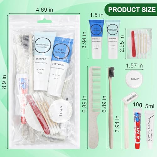 Toiletry Kits Homeless Personal Hygiene Care Package Kits Supplies In Bulk, Disposable Travel Size Essential Women Men Toiletries Set for Hotel,Charity,Camping,Travel (7.1 Inch, 20, Count)