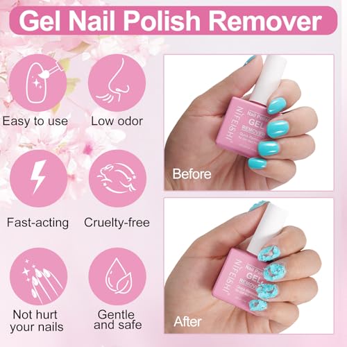 Gel Nail Polish Remover, (2PCS) Professional Gel Polish Remover for Nails, No Need for Foil, Quick & Easy Polish Remover In 2-5 Minutes, 0.5 Fl Oz