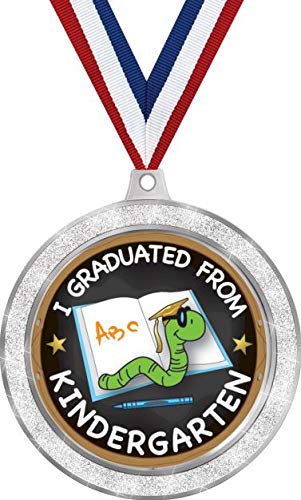 2 1/2" Silver Kindergarten Graduation Medal, Kids Graduation Awards 5 Pack Prime