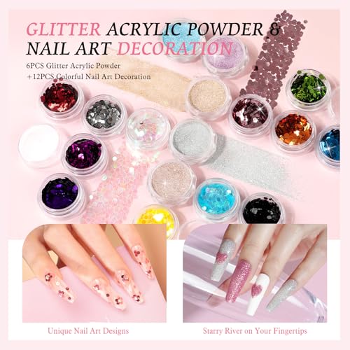 Peacecolor Acrylic Nail Kit with Drill, 40pc Nail Kit Acrylic Set for Beginners with Everything Gel Polish U V Light Decorations Home Salon Gift Set