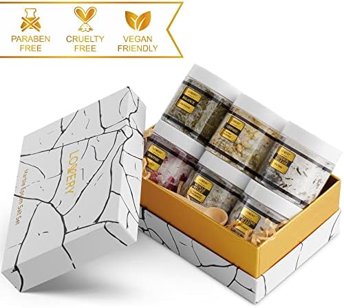 Spa Gifts for Women, Epsom Bath Salts Gift Basket Set, Relaxing Self Care Salt with Essential Oils, Gifts for Mom, Wife - Lavender, Eucalyptus, Lemon Basil, Coconut, Tea Tree, Honey Almond