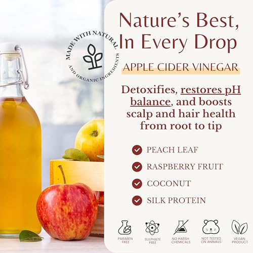 Apple Cider Vinegar Shampoo and Conditioner Set, Deep Cleans, Clarifies, Detoxes Scalp & Hair, Balances pH, Botanical, Sulfate & Paraben Free, 16 fl oz Each
