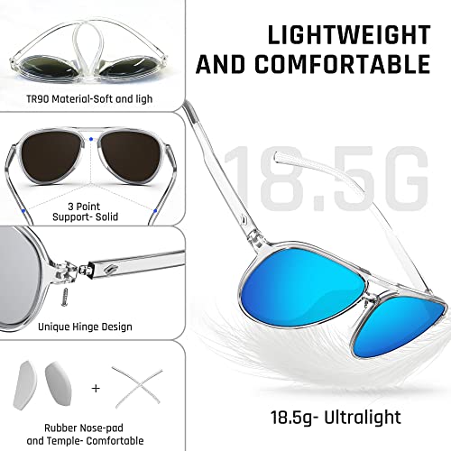 TOREGE Polarized Sunglasses For Men Women Aviator Sunglasses, Lightweight Sports Sun Glasses UV400 Protection For Driving Cycling Fishing Boating Beach Golf TR75 (Black Amber&Black&Gray Lens C3)