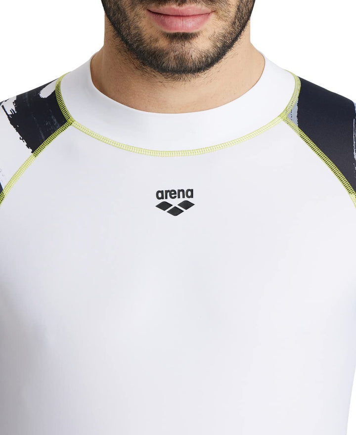 ARENA Men's Standard UV Protection Long Sleeve Shirt Rash Allover, White-Gray Multi