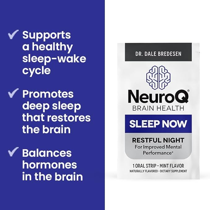 LifeSeasons NeuroQ Sleep Now - Natural Sleep Support Supplement - Maintain Healthy Sleep Cycles & Brain Function - Melatonin & L-Theanine - Non-Habit Forming - 30 Mint Oral Strips