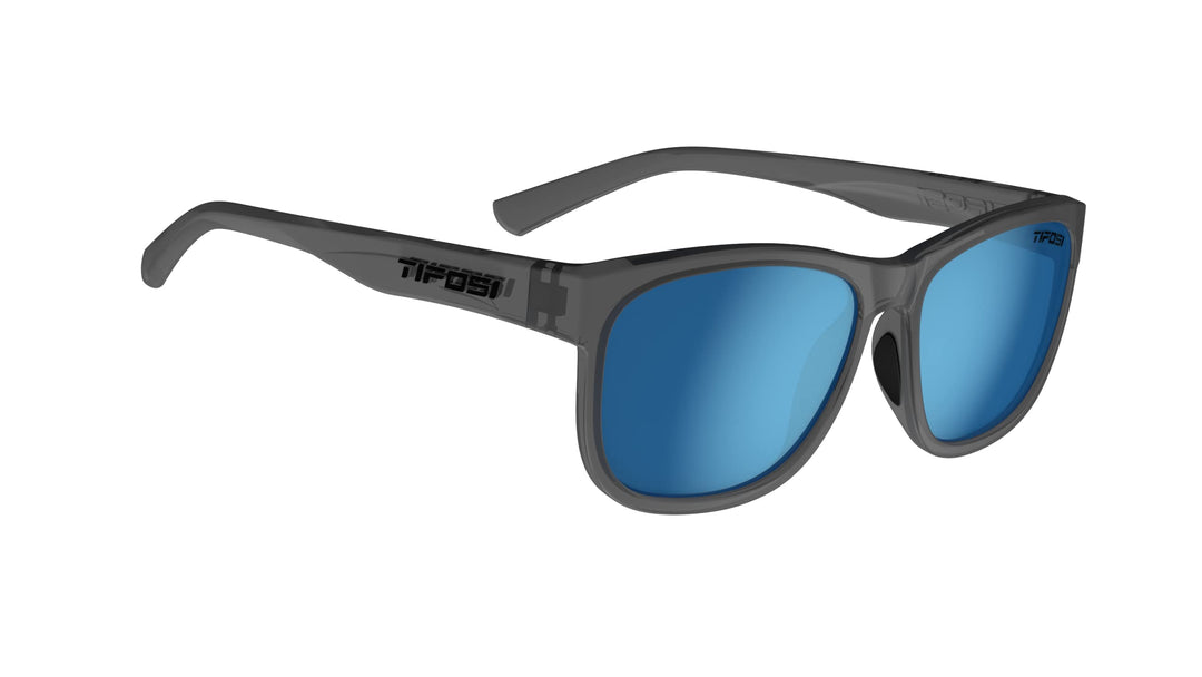 Tifosi Optics Swank XL Sunglasses (Satin Vapor, Smoke Lens with Sky Blue Mirror - Polarized)