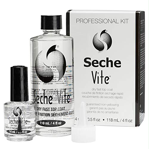 Seche Vite Professional Refill Kit, High-Gloss Clear Top Coat for Natural Nails, Artificial Gels Fiberglass Acrylic Extensions, Quick-Dry Long-Lasting Shine, 1 Kit