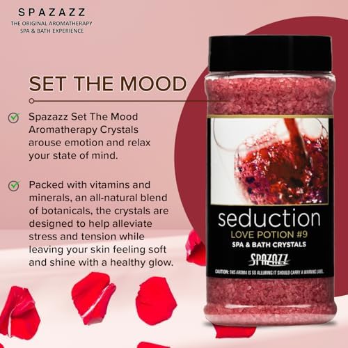 Spazazz SPZ-505 Set The Mood Crystals Container Bath Minerals, 17-Ounce, Love Potion No.9 Seduction