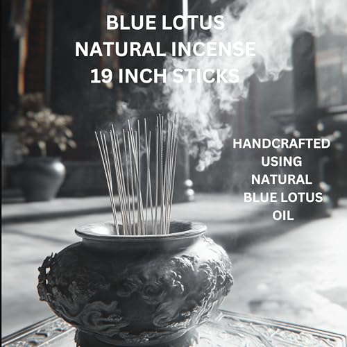 19 Inch JUMBO Blue lotus NATURAL Joss Incense Sticks -10 Pack Handmade