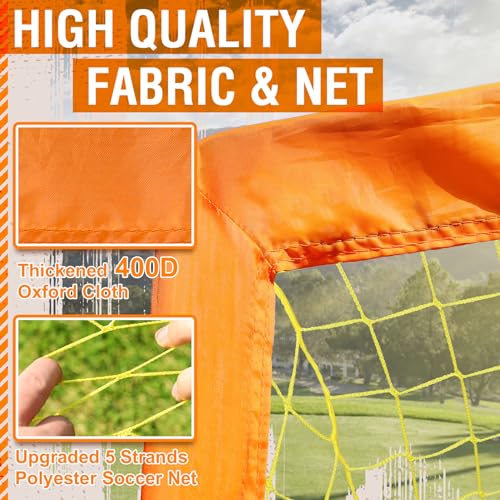 Dimples Excel Soccer Goals Kids Soccer Net for Backyard (3x2.2 FT 1 Pack, Orange Black)