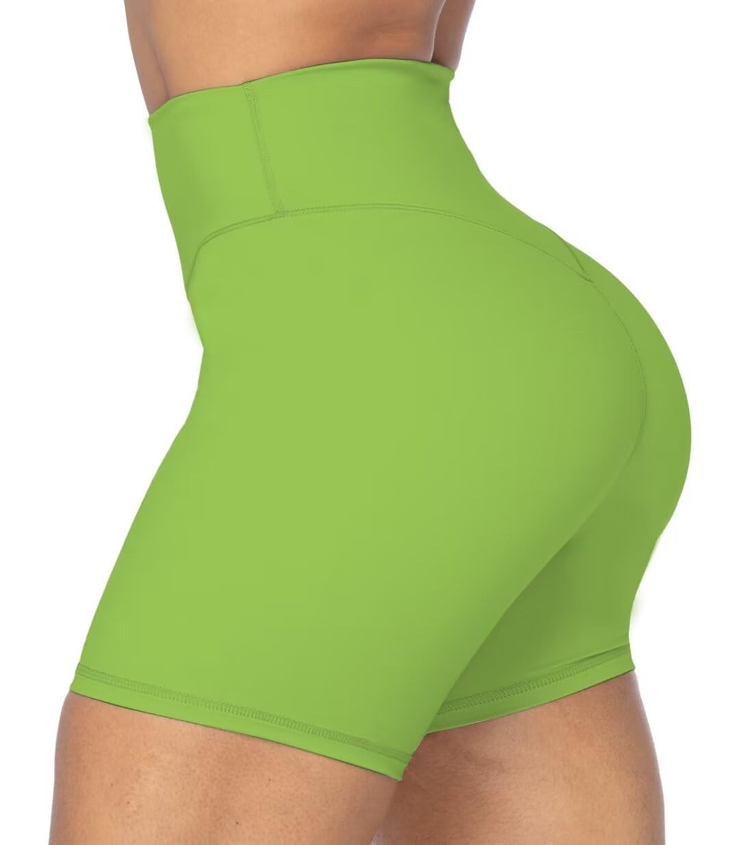 Sunzel No Front Seam High Waist Biker Shorts for Women, Squat Proof Yoga Workout Gym Bike Shorts 5" Greenery X-Small