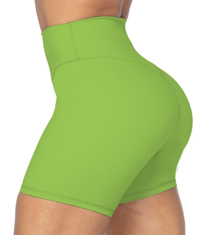 Sunzel No Front Seam High Waist Biker Shorts for Women, Squat Proof Yoga Workout Gym Bike Shorts 5" Greenery X-Small