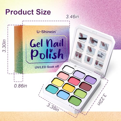 Gradient Painting Gel, 12 Bright Colors Ombre Gel Nail Polish for Pigment Pat Aura Nails, French Manicure DIY Nail Art,Long-lasting, No-wipe Soak of UV Palette Solar Flare