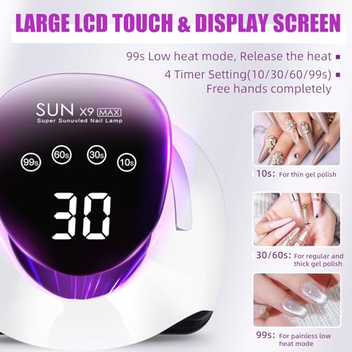 220W LED UV Light Dryer for Nails Gel Polish with 57 Lamp Beads 4 Timer Setting & LCD Touch Display Screen, Auto Sensor, Professional Nail Light