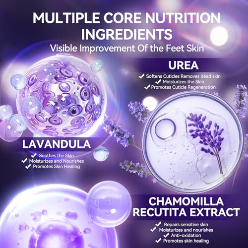 LANBENA Lavender Foot Peel Mask - Foot Peeling Mask for Removing Dry Dead Skin, Calluses & Repairing Rough Heels, for Baby Soft, Smooth Feet - (Lavender - 2 Pairs)