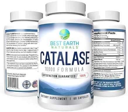 Best Earth Naturals Six Pack of Catalase 10,000 Formula Enzyme Supplement with Saw Palmetto, Biotin, Fo-Ti, PABA - Hair Supplements for Strong Hair - 360 Capsules (180-day Supply)