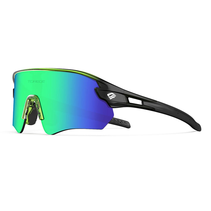 TOREGE Z87 Sunglasses for Men Women Cycling Fishing Running Driving Baseball Anti-fog Sports Sunglasses UV Protection 02EV (Transparen Gray&Black&Green Lens)