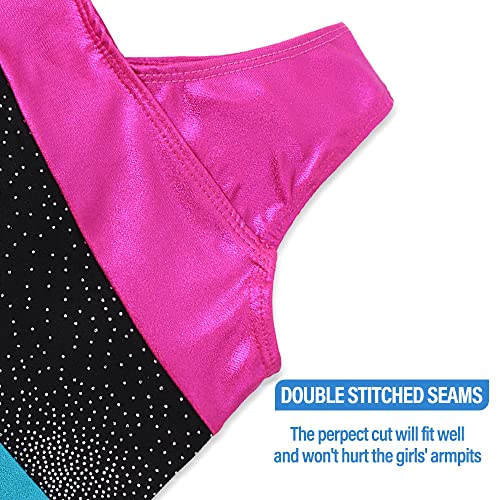 DAXIANG Leotards for Girls Gymnastics with Shorts Leopard Dance Unitards Biketards Pink Purple