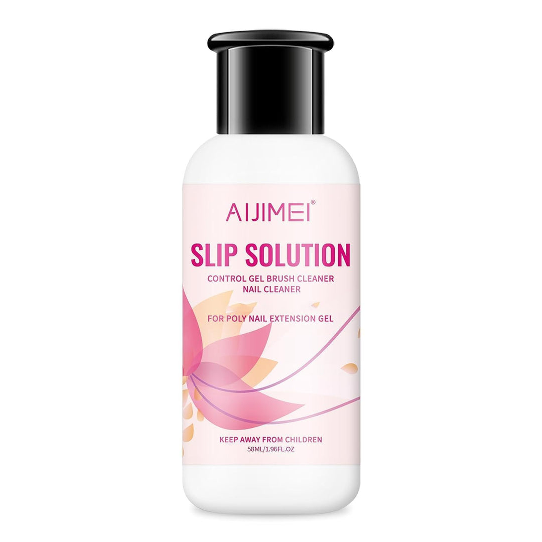 AIJIMEI Nail Slip Solution Poly Nail Gel Slip Solution Nail Extension Slip Solution for Poly Nail Gel Nails Nail Art for Beginner and Professional (58ml/2fl.oz)