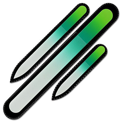 Beauty Glass Nail File - Mont Bleu Set of 3 Crystal Nail Files in Pouch - Genuine Czech Tempered Glass - Handmade Mother's Day Gifts - Best Glass Nail Files Prime for Manicure Tool Kit